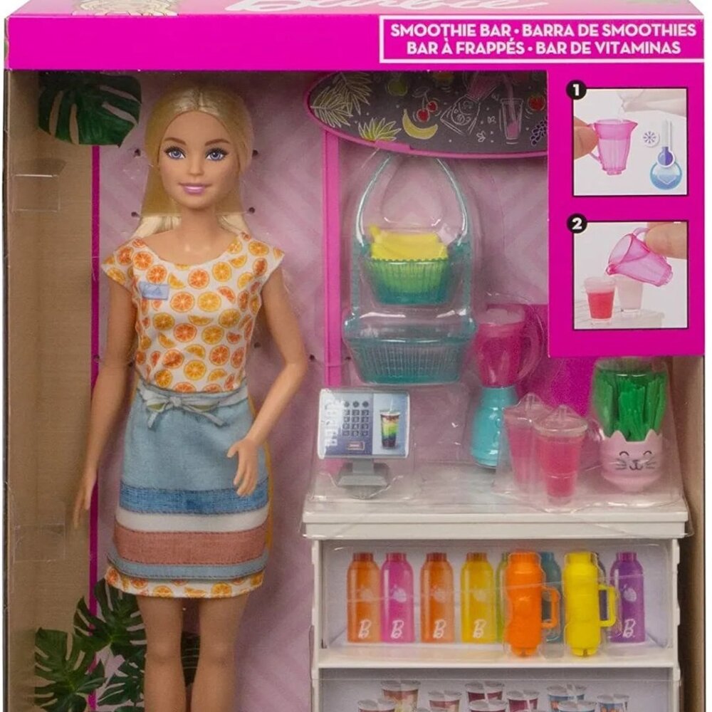 Barbie Smoothie Bar Playset Blonde Fashion Doll GRN75